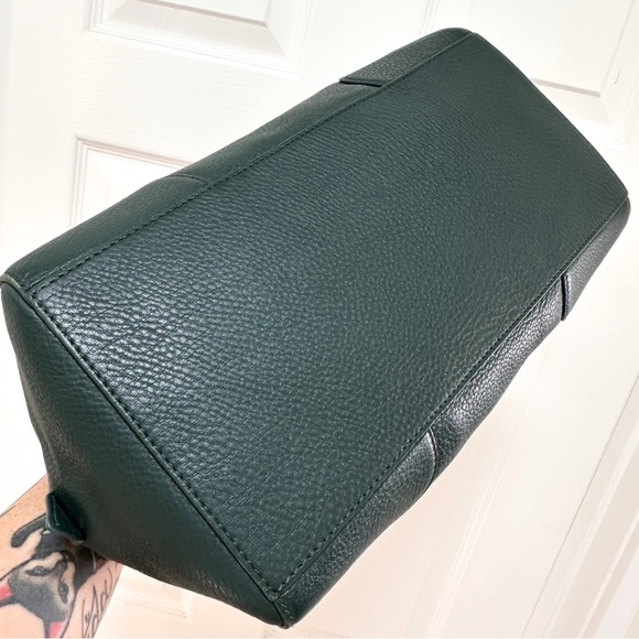Tory Burch Pebbled Leather Satchel Deep Emerald Green - Picture 6 of 11